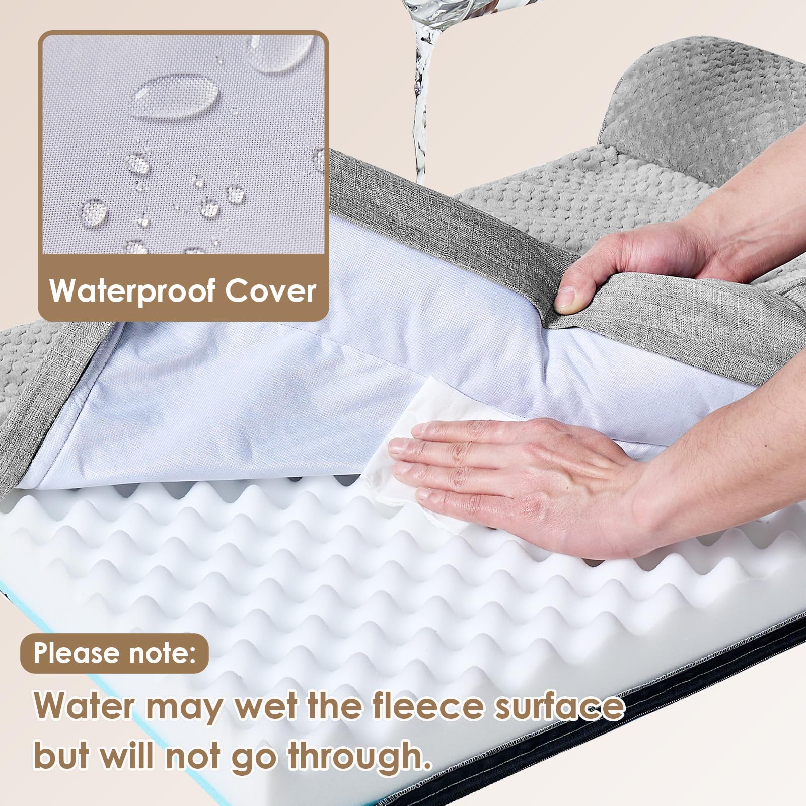 EHEYCIGA Memory Foam Dog Bed – Medium, Orthopedic, Waterproof, Washable, Grey (30”)