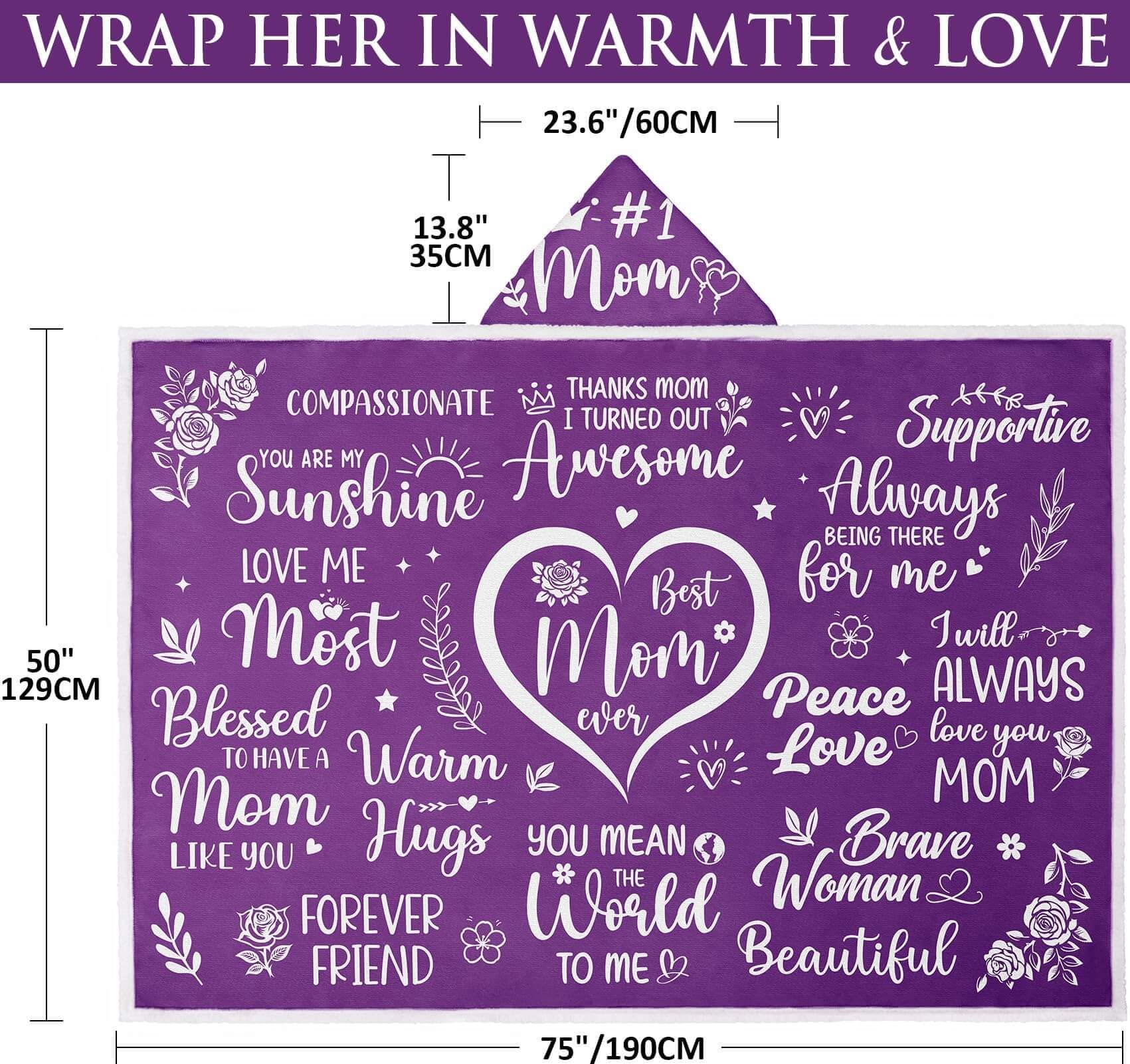 Wearable Blanket Hoodie for Mom – Cozy Sherpa Fleece Gift for Mother’s Day or Birthday