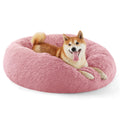 Bedsure Calming Dog Bed for Medium Dogs - Donut Washable Medium Pet Bed, 30 inches Anti-Slip Round Fluffy Plush Faux Fur Cat Bed, Fits up to 45 lbs Pets, Mauve Blush