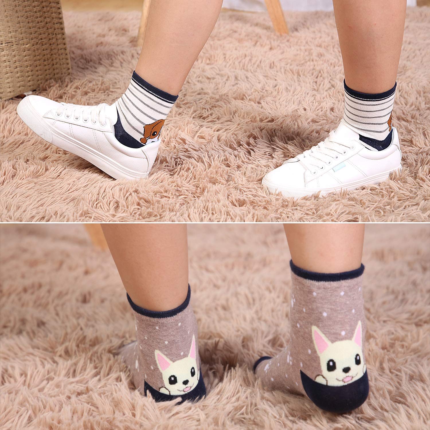 Jeasona Cute Funny Socks Dog Mom Gifts for Women Dog Lovers gifts, Size 5-8