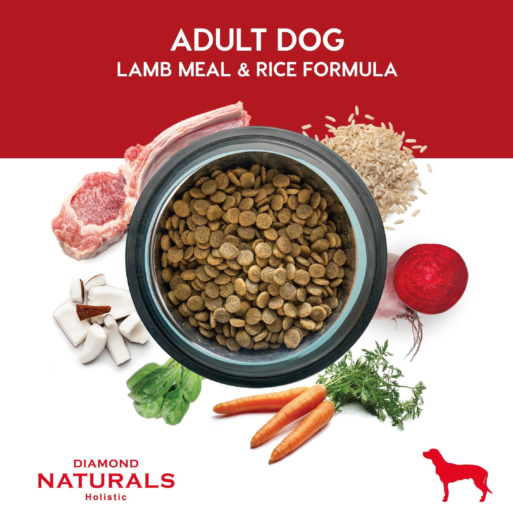 Diamond Naturals Adult Real Meat Recipe Premium Dry Dog Food With Real Pasture Raised Lamb Protein 40Lb