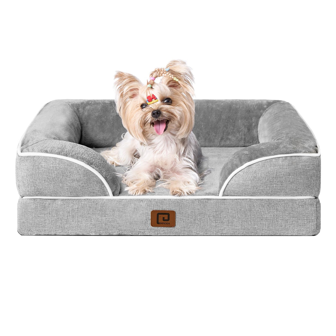 EHEYCIGA Orthopedic Dog Bed – Small, Memory Foam, Waterproof, Washable, Non-Slip, Grey
