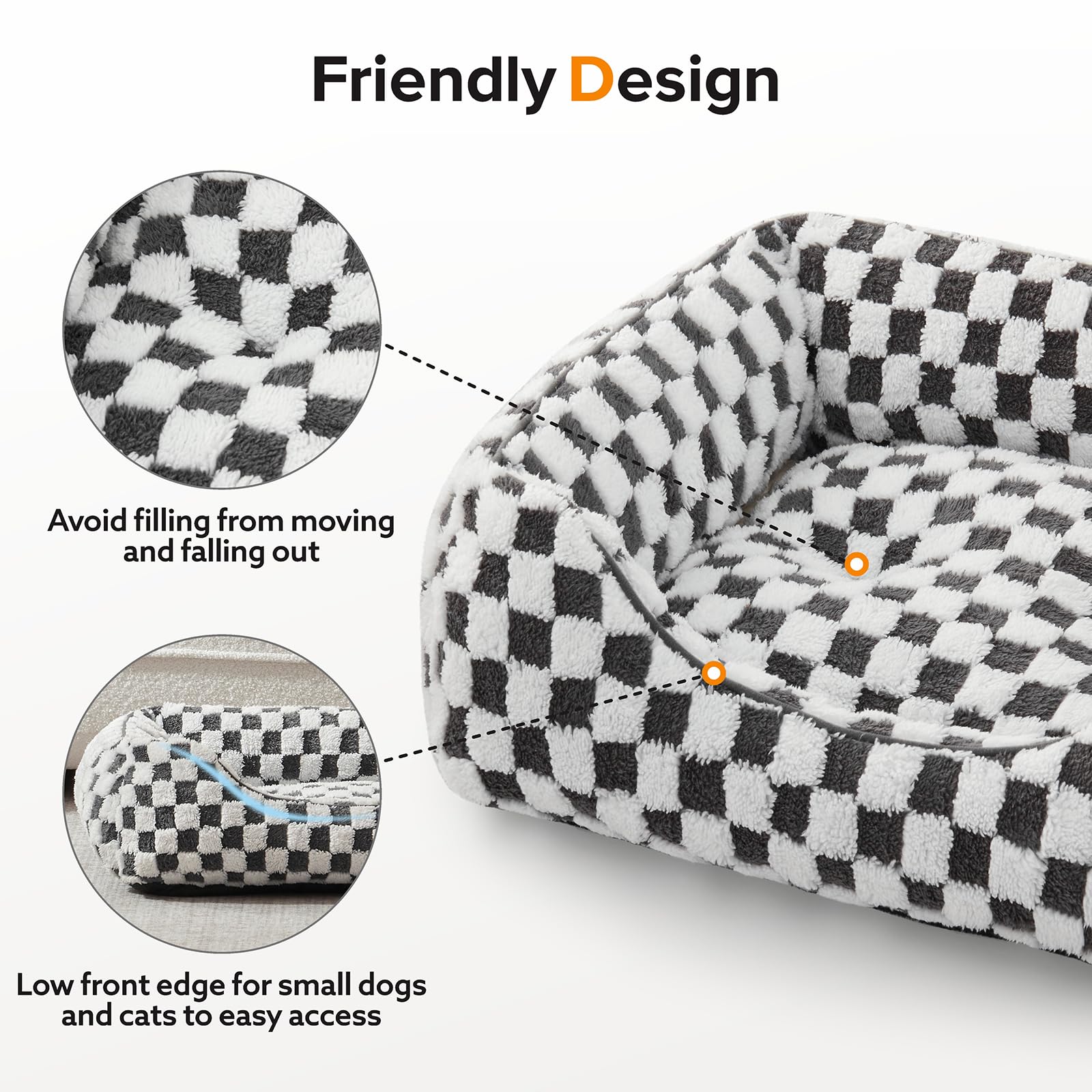 JOEJOY Orthopedic Dog Bed – Medium, Soft Plush, Non-Slip, Modern Style, Grey (30”)