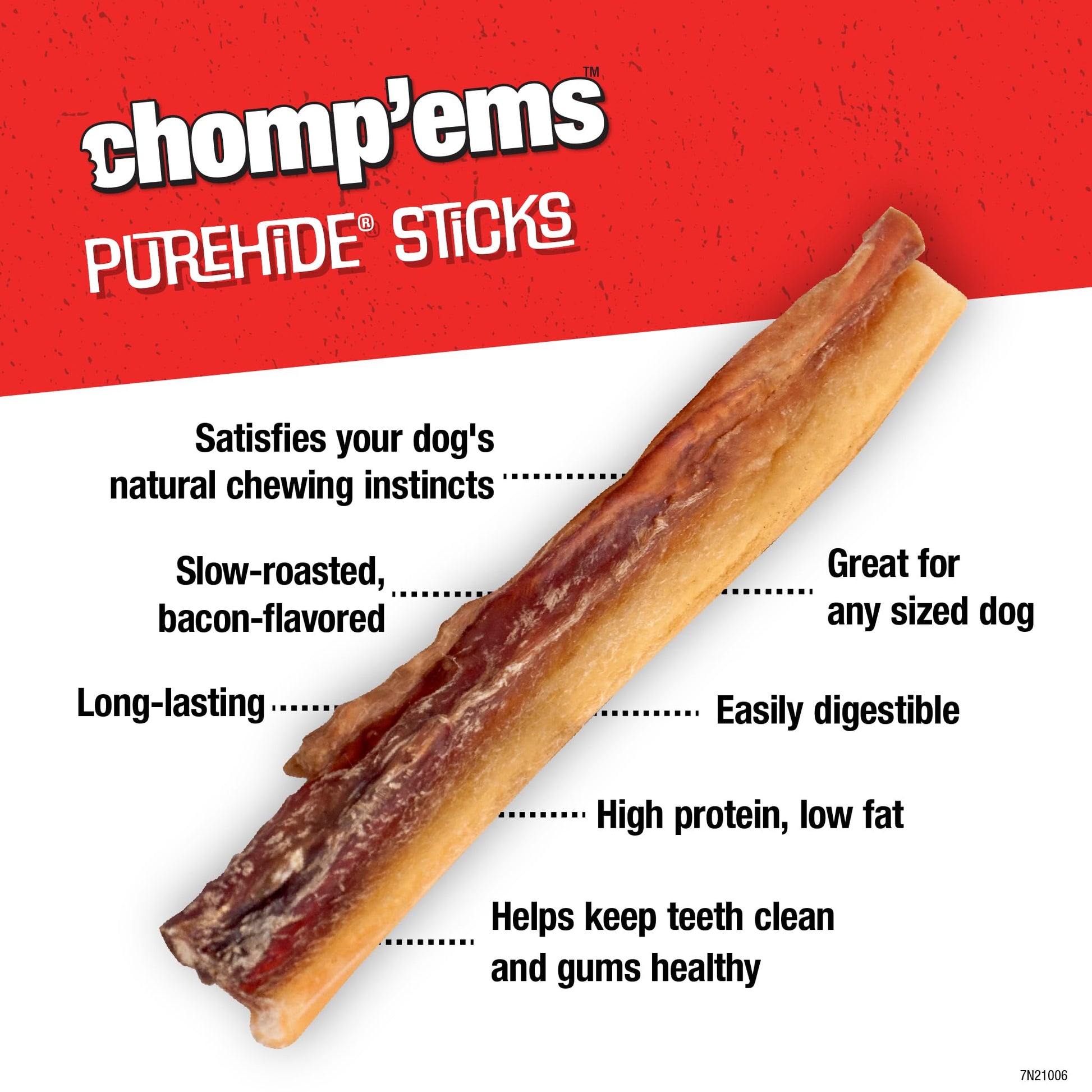 Chomp'ems Purehide Sticks Healthy Natural Rawhide Dog Chew, 12 oz
