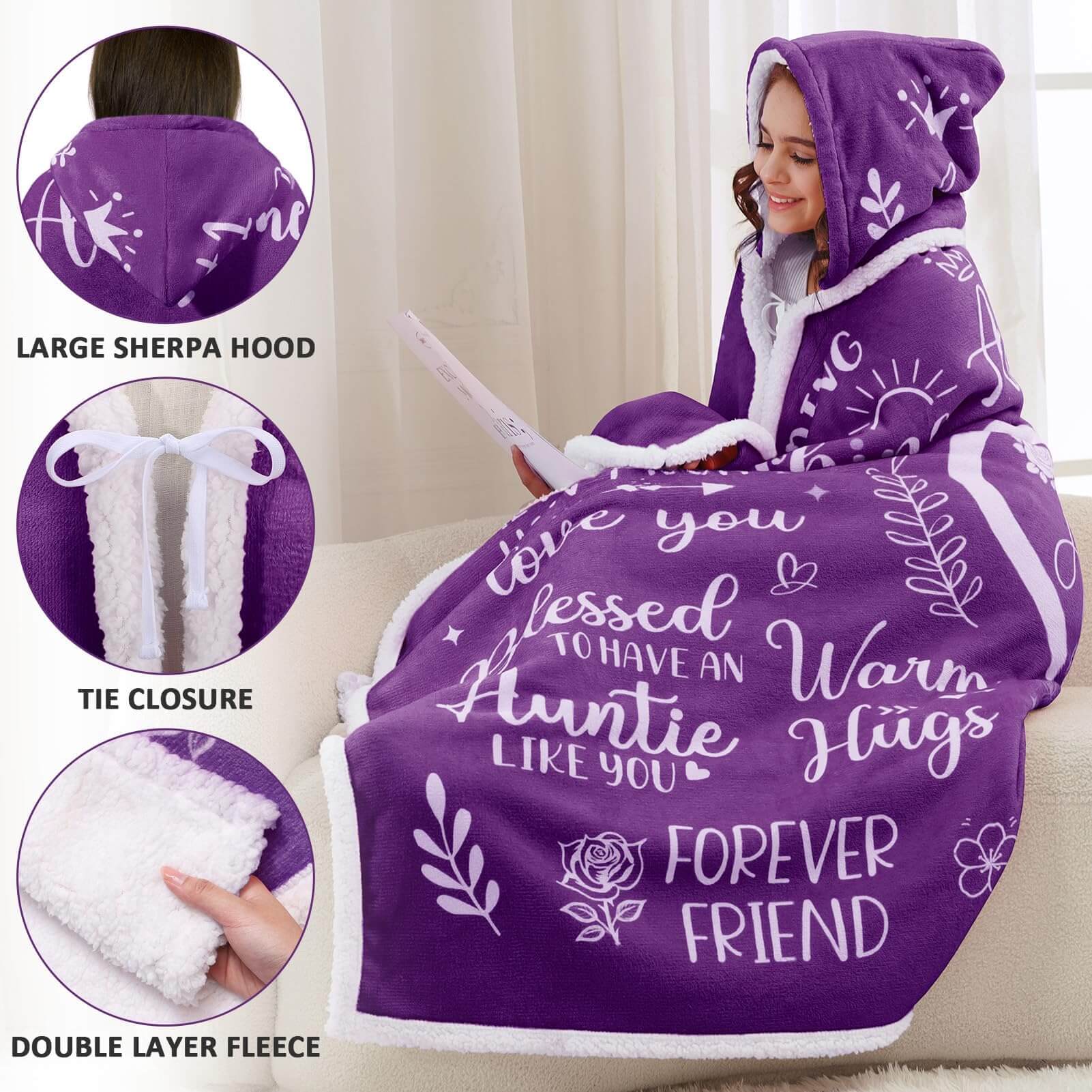 Wearable Blanket Hoodie for Mom – Cozy Sherpa Fleece Gift for Mother’s Day or Birthday
