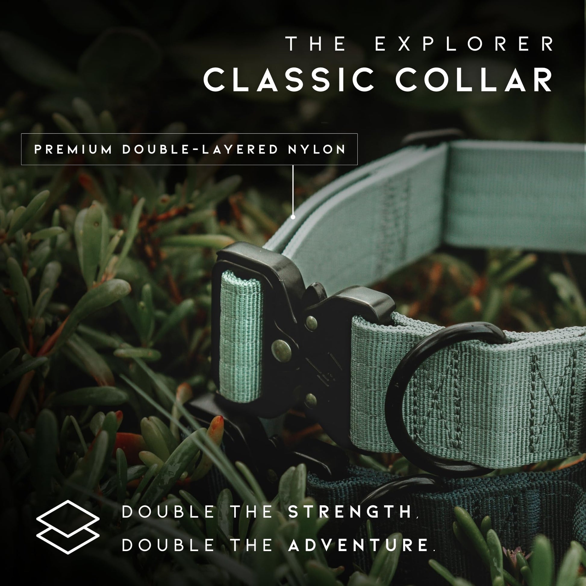 Made to ROAM Explorer Dog Collar – Heavy-Duty Nylon with Handle & Metal Buckle (Size 4, Afterlight)