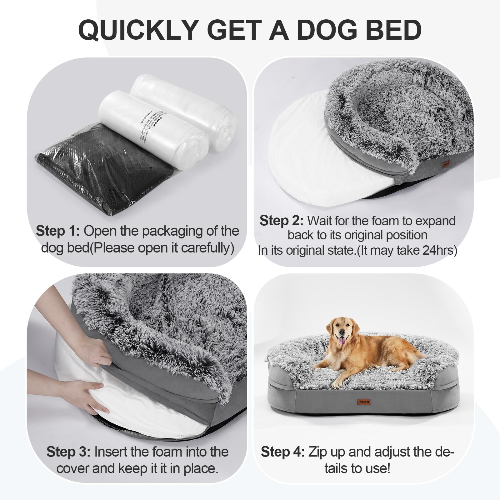 Orthopedic Dog Bed – XL – 3.7” Thick Egg-Crate Foam Joint Support · Washable Cover · Ideal for Seniors & Recovery
