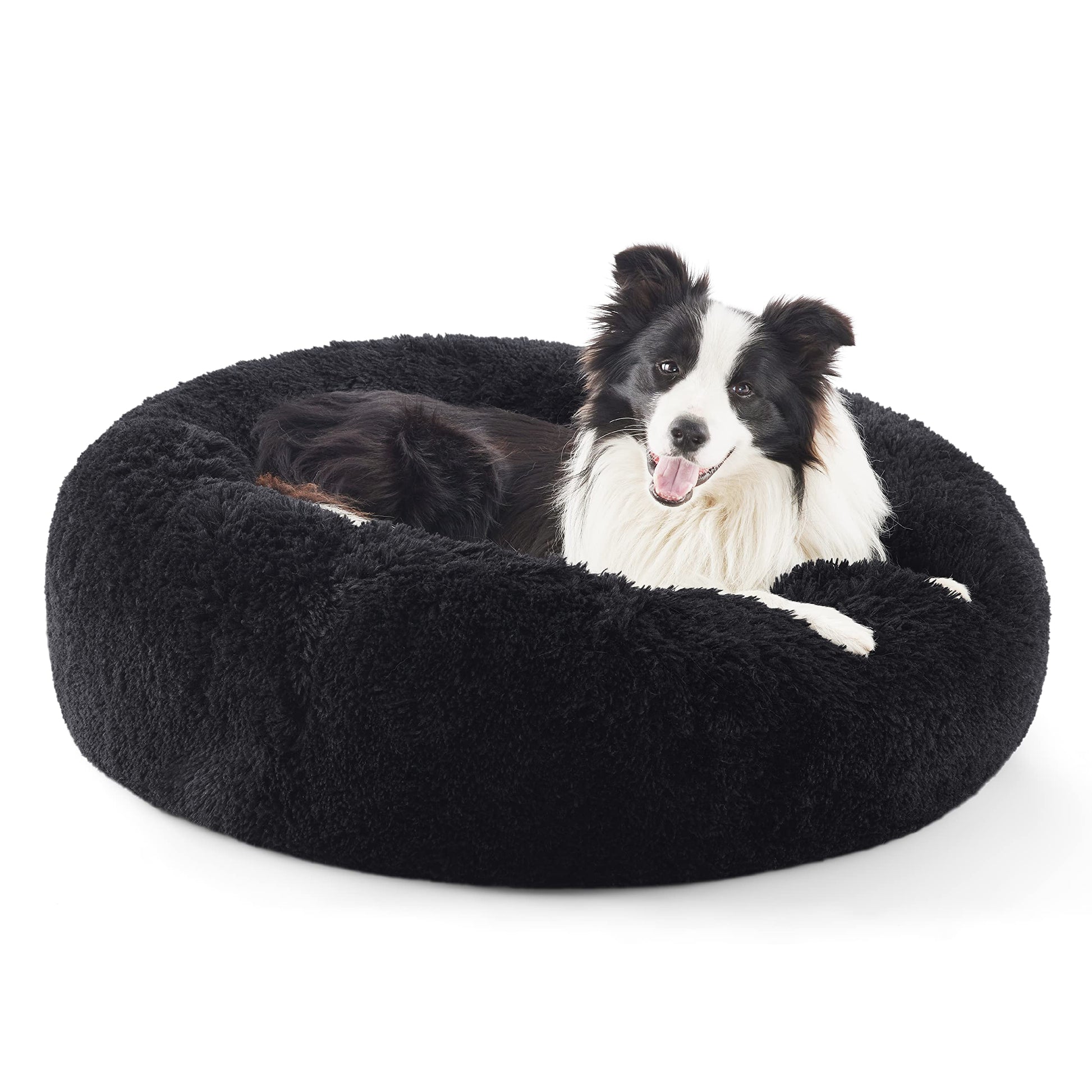 Bedsure Dog Bed – Large 36” – Donut Calming Plush Faux Fur · Washable · Anti-Slip Base · Up to 100 lbs