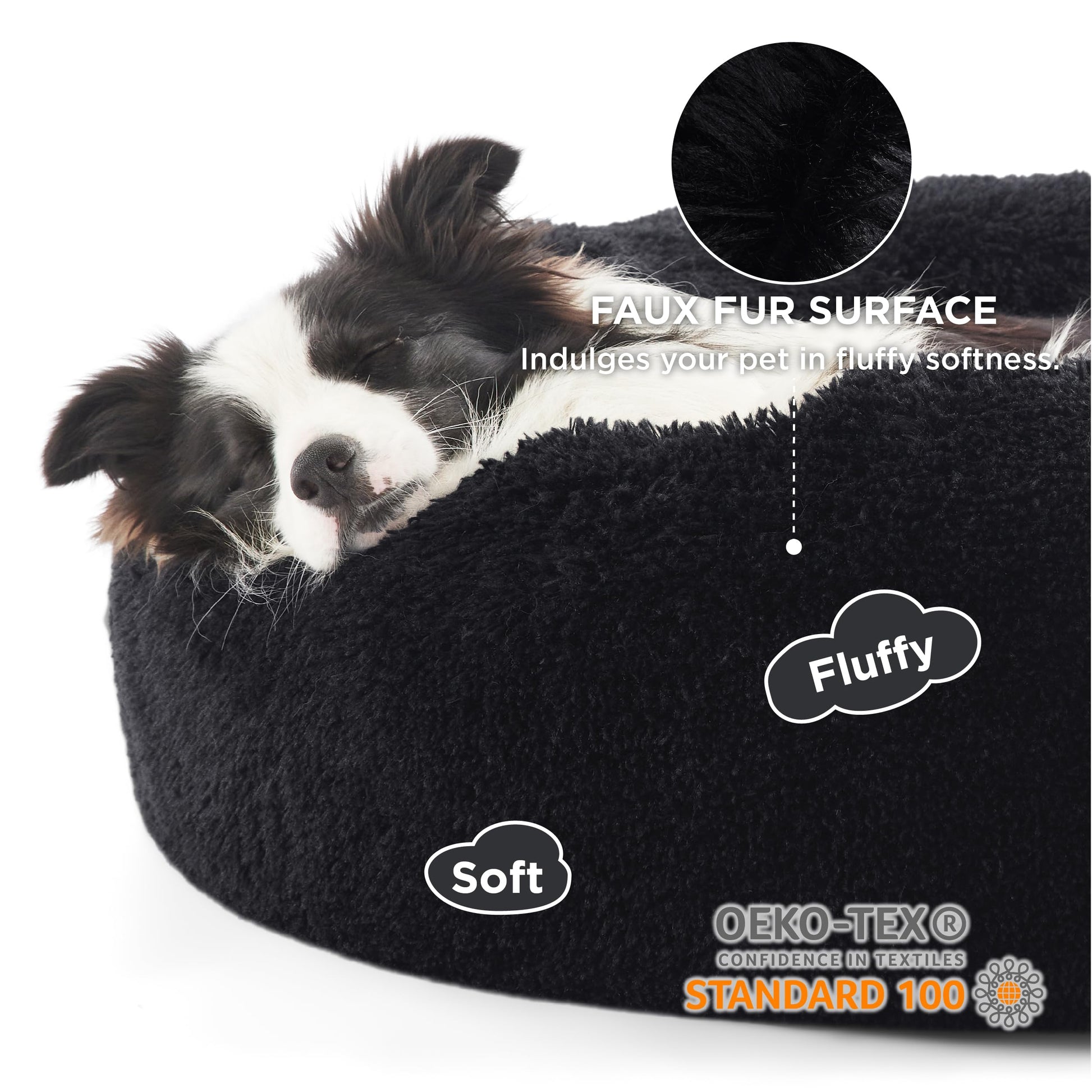 Bedsure Dog Bed – Large 36” – Donut Calming Plush Faux Fur · Washable · Anti-Slip Base · Up to 100 lbs