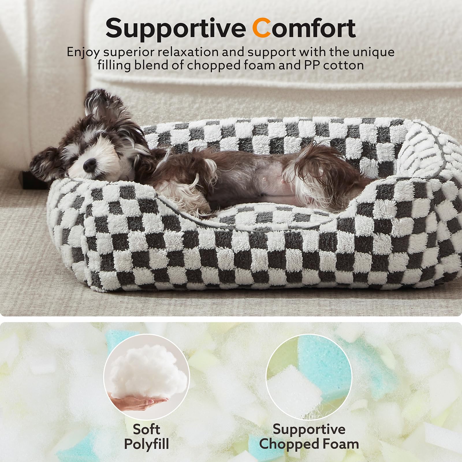 JOEJOY Orthopedic Dog Bed – Medium, Soft Plush, Non-Slip, Modern Style, Grey (30”)