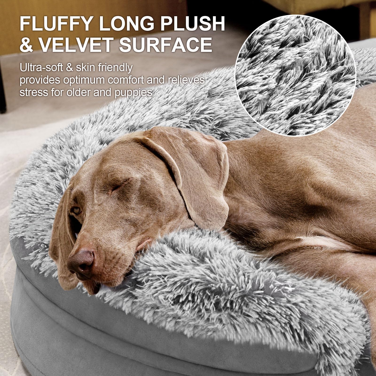 Orthopedic Dog Bed – XL – 3.7” Thick Egg-Crate Foam Joint Support · Washable Cover · Ideal for Seniors & Recovery