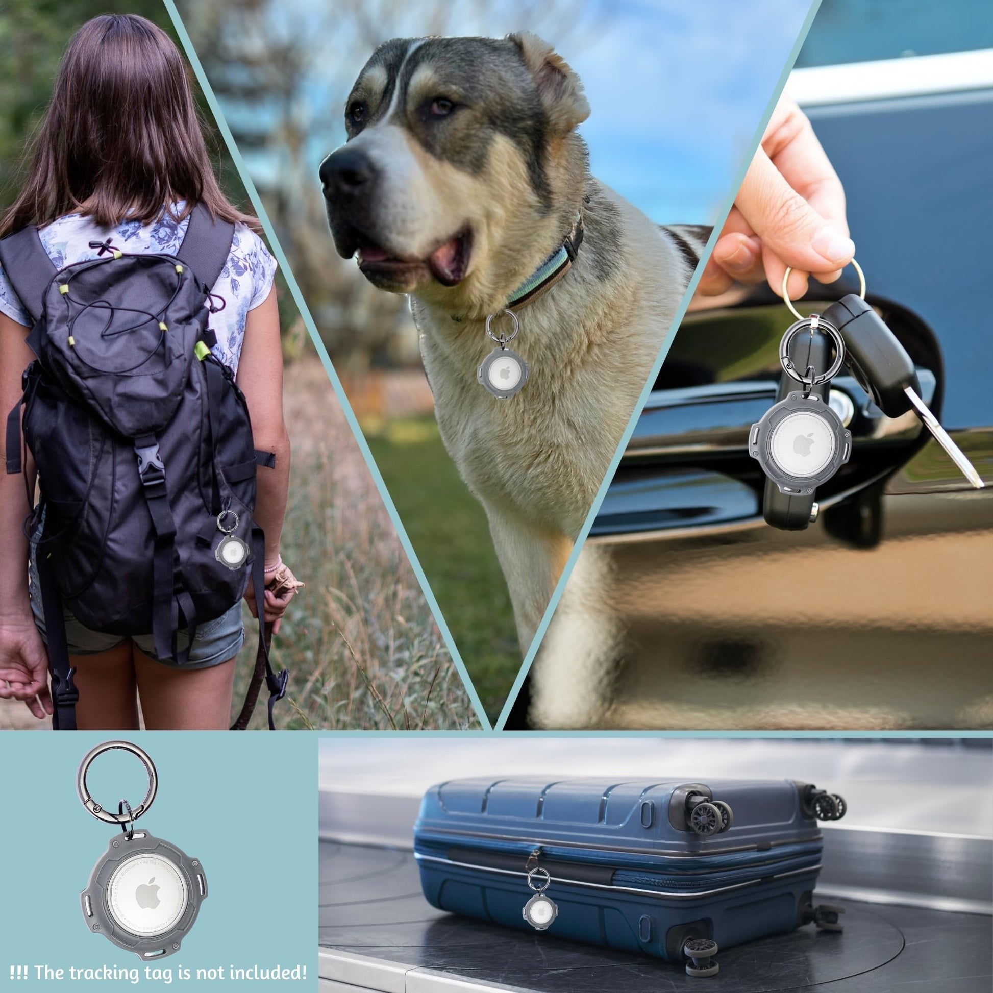 ADITYNA Cotton Dog Collar – With AirTag Holder & Metal Buckle (Ocean Breeze, 15–21”)