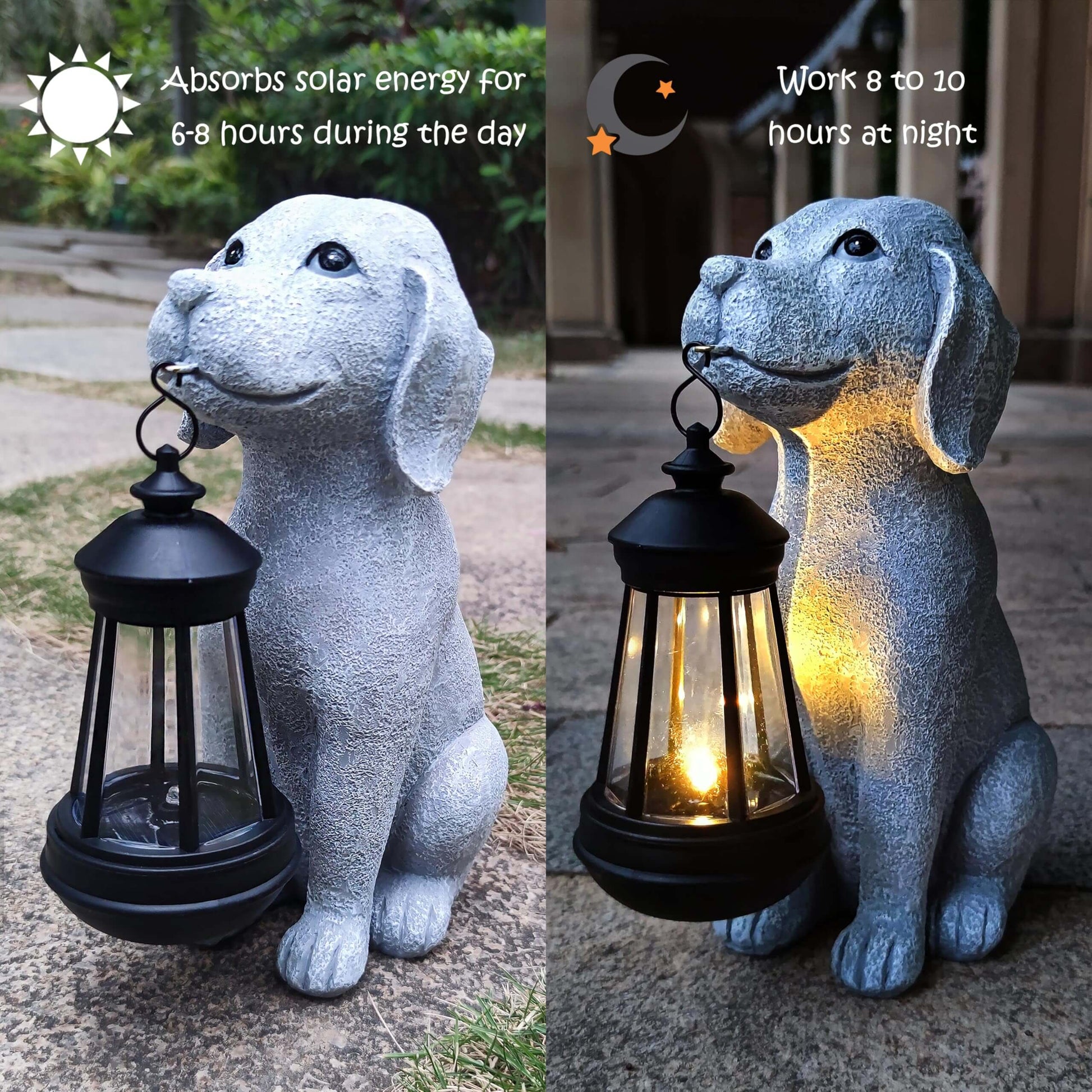 Solar Dog Garden Lantern – LED Outdoor Statue for Yard, Patio & Balcony