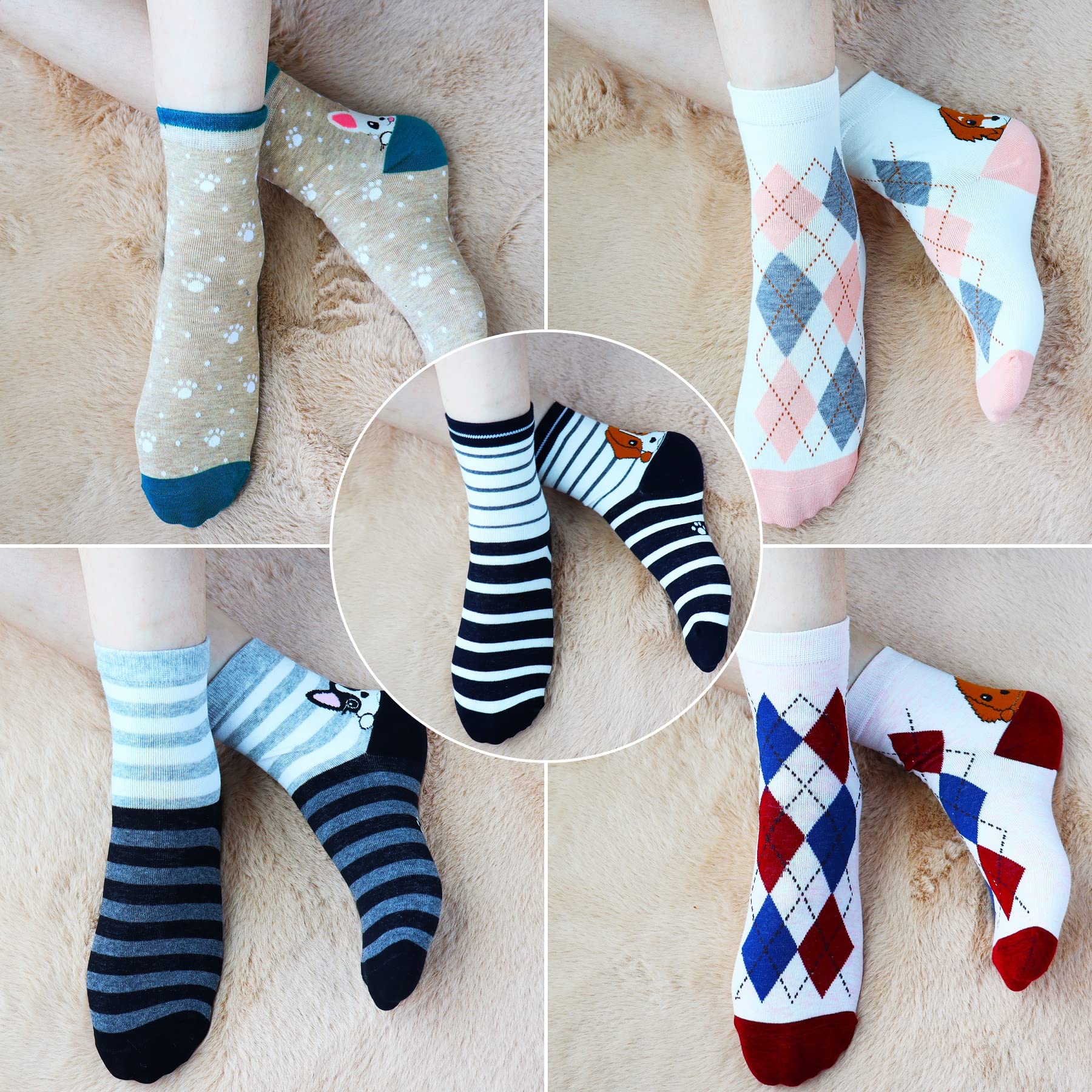 Jeasona Cute Funny Socks Dog Mom Gifts for Women Dog Lovers gifts, Size 5-8