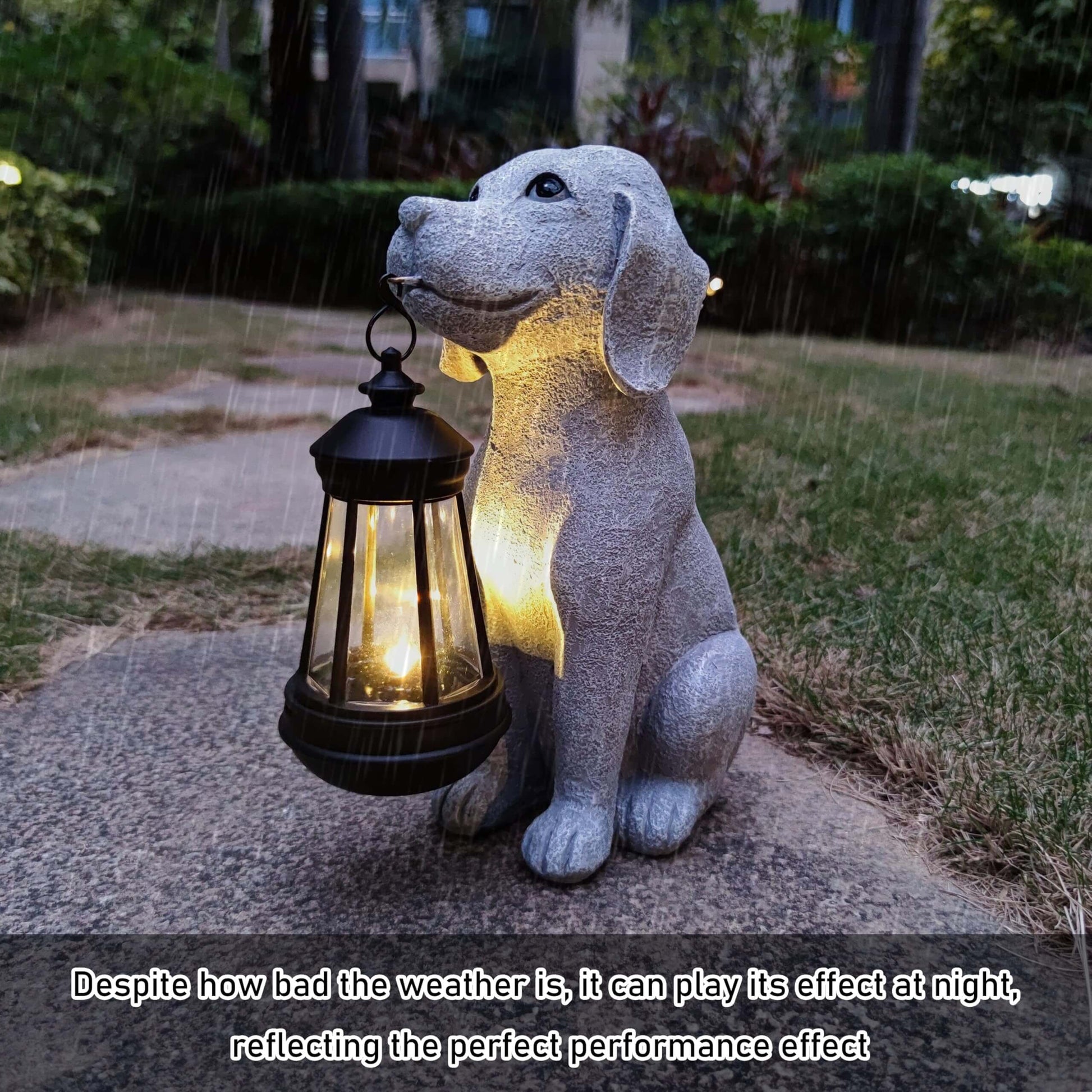Solar Dog Garden Lantern – LED Outdoor Statue for Yard, Patio & Balcony