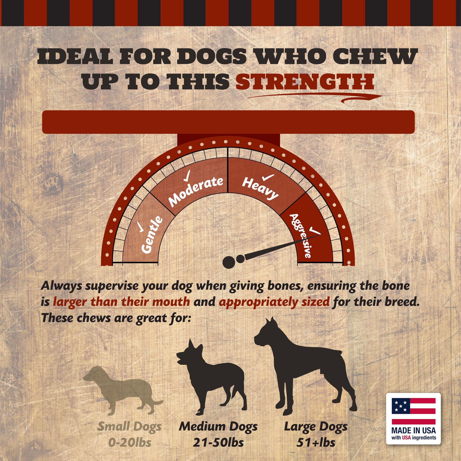 THE COUNTRY BUTCHER Beef Shank Bones – Tough Treats for Large Dogs (3-Pack, USA Made)