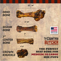 THE COUNTRY BUTCHER Beef Shank Bones – Tough Treats for Large Dogs (3-Pack, USA Made)