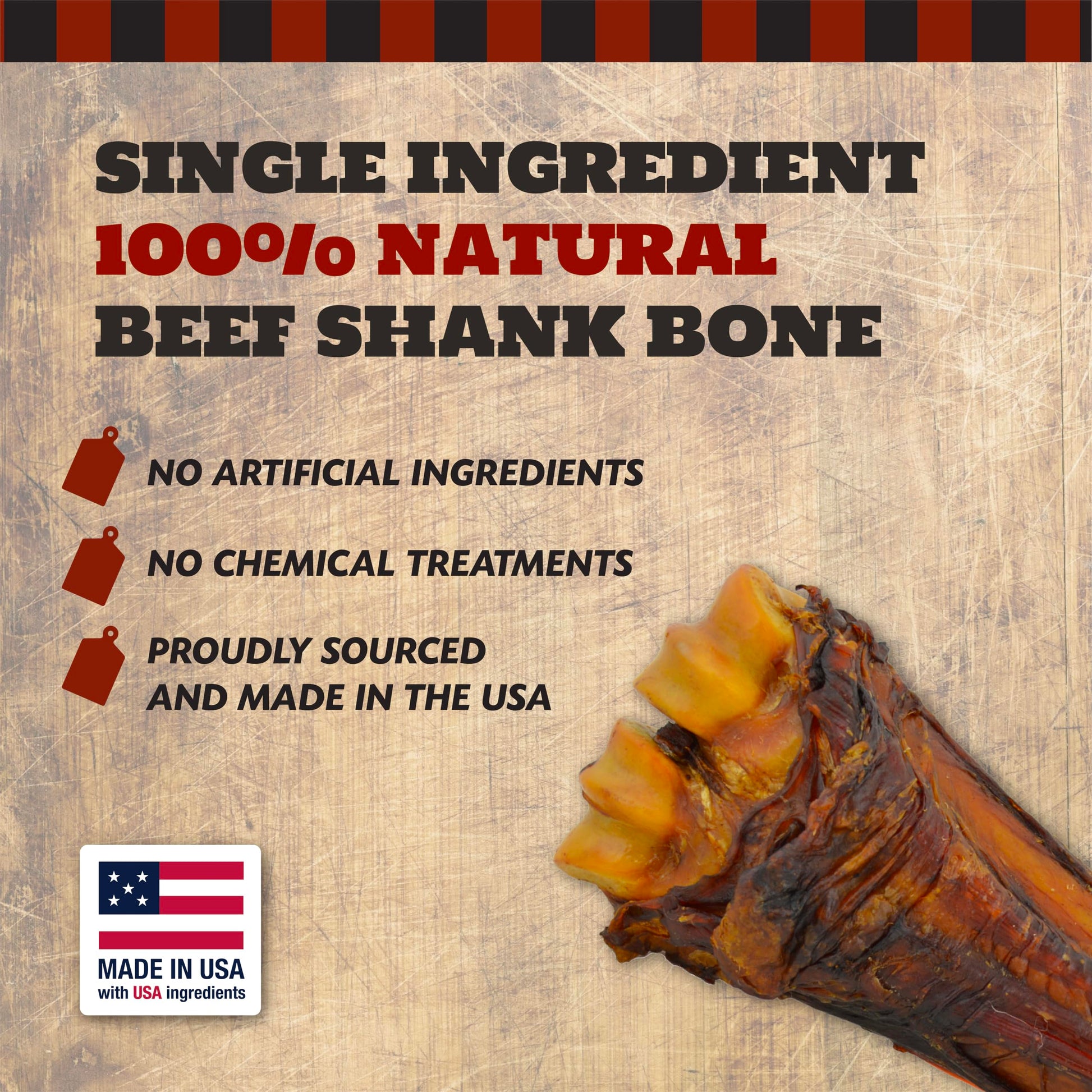 THE COUNTRY BUTCHER Beef Shank Bones – Tough Treats for Large Dogs (3-Pack, USA Made)