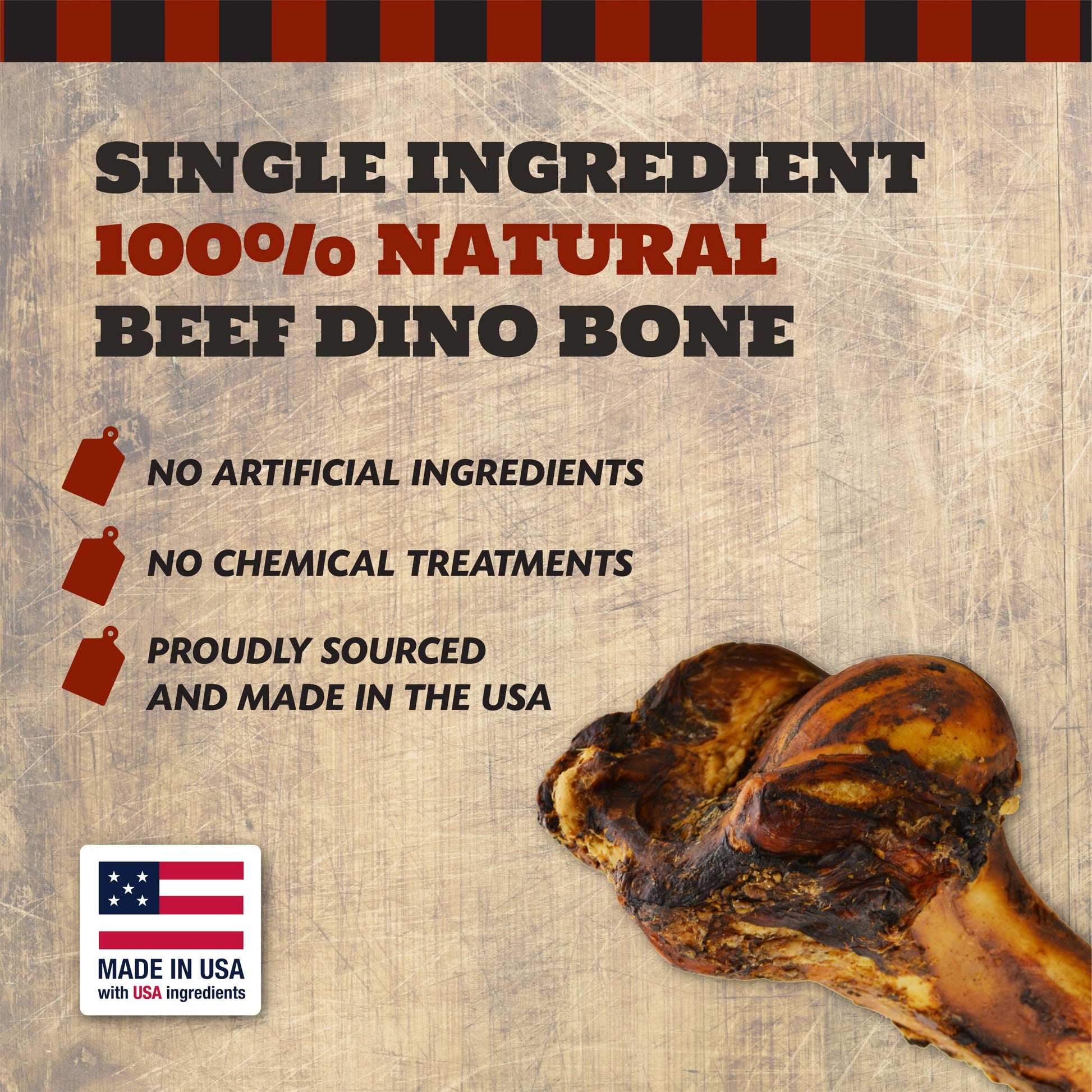 THE COUNTRY BUTCHER Giant Dog Bone – Natural Treat for Medium & Large Dogs (1-Pack, USA Made)