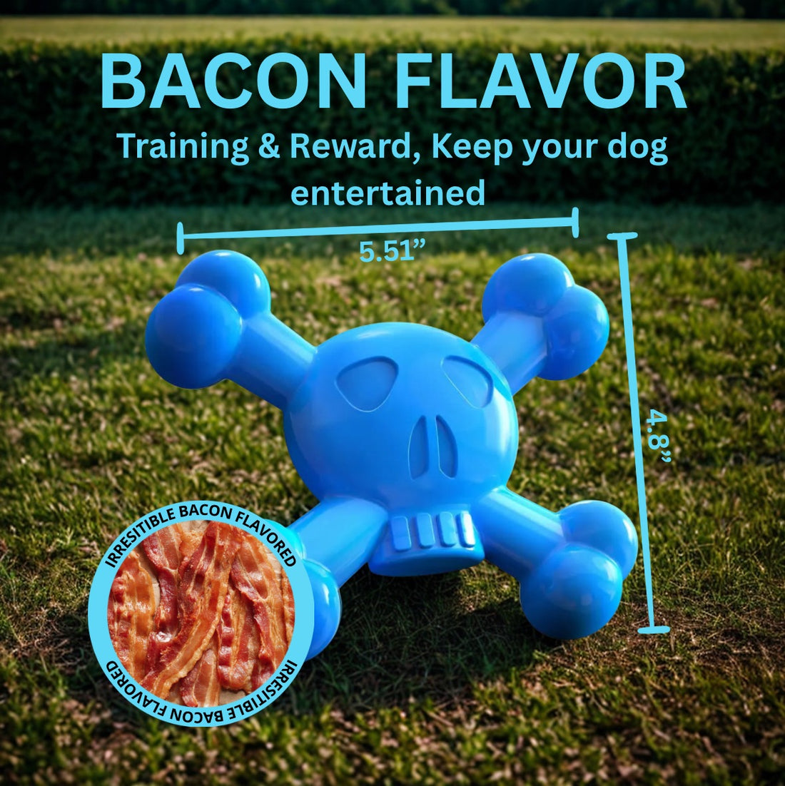 FENIDOG Skull Chew Toy – Indestructible Bacon Flavor Dog Toy for Aggressive Chewers, Dental Health & Training (Small, Medium & Large Dogs)