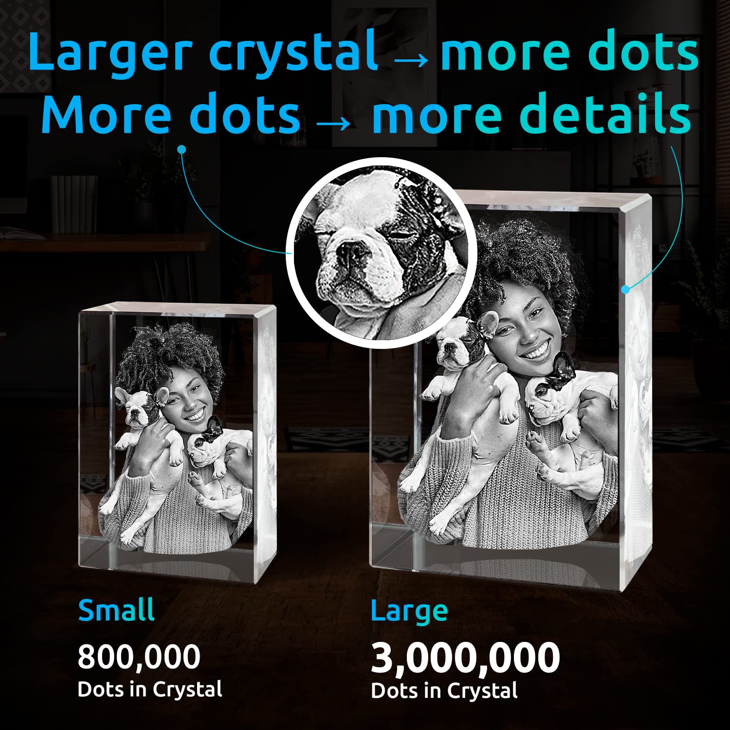 ArtPix 3D Crystal Photo – Personalized Dog Memorial Gift with Custom Laser Engraving - Fenidog