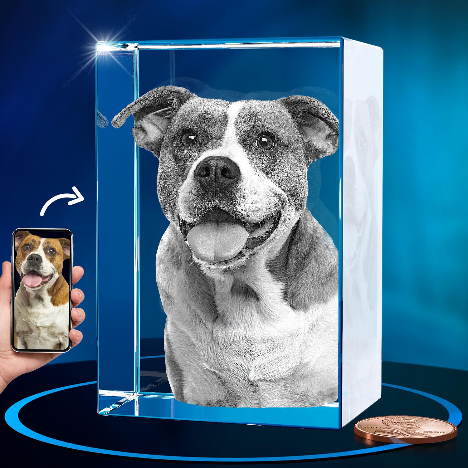 ArtPix 3D Crystal Photo – Personalized Dog Memorial Gift with Custom Laser Engraving - Fenidog