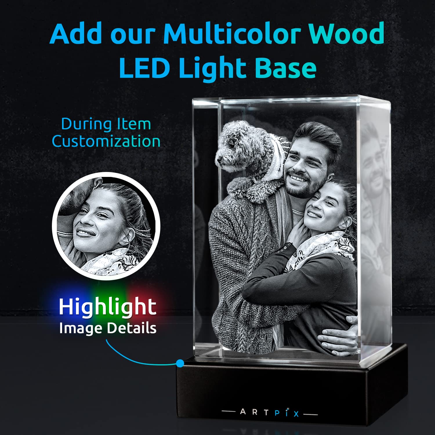 ArtPix 3D Crystal Photo – Personalized Dog Memorial Gift with Custom Laser Engraving - Fenidog