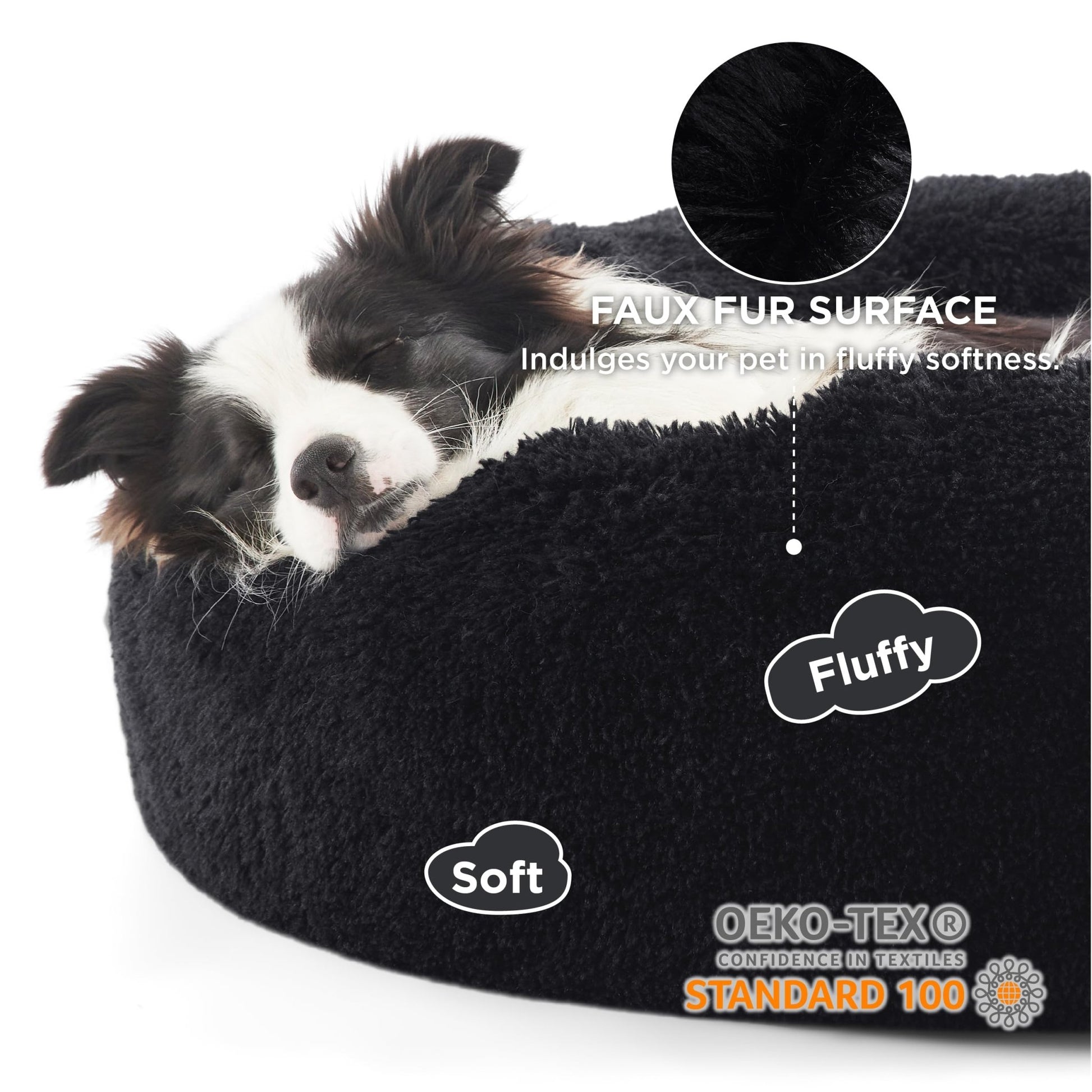 Bedsure Dog Bed – Large 36” – Donut Calming Plush Faux Fur · Washable · Anti - Slip Base · Up to 100 lbs - Fenidog