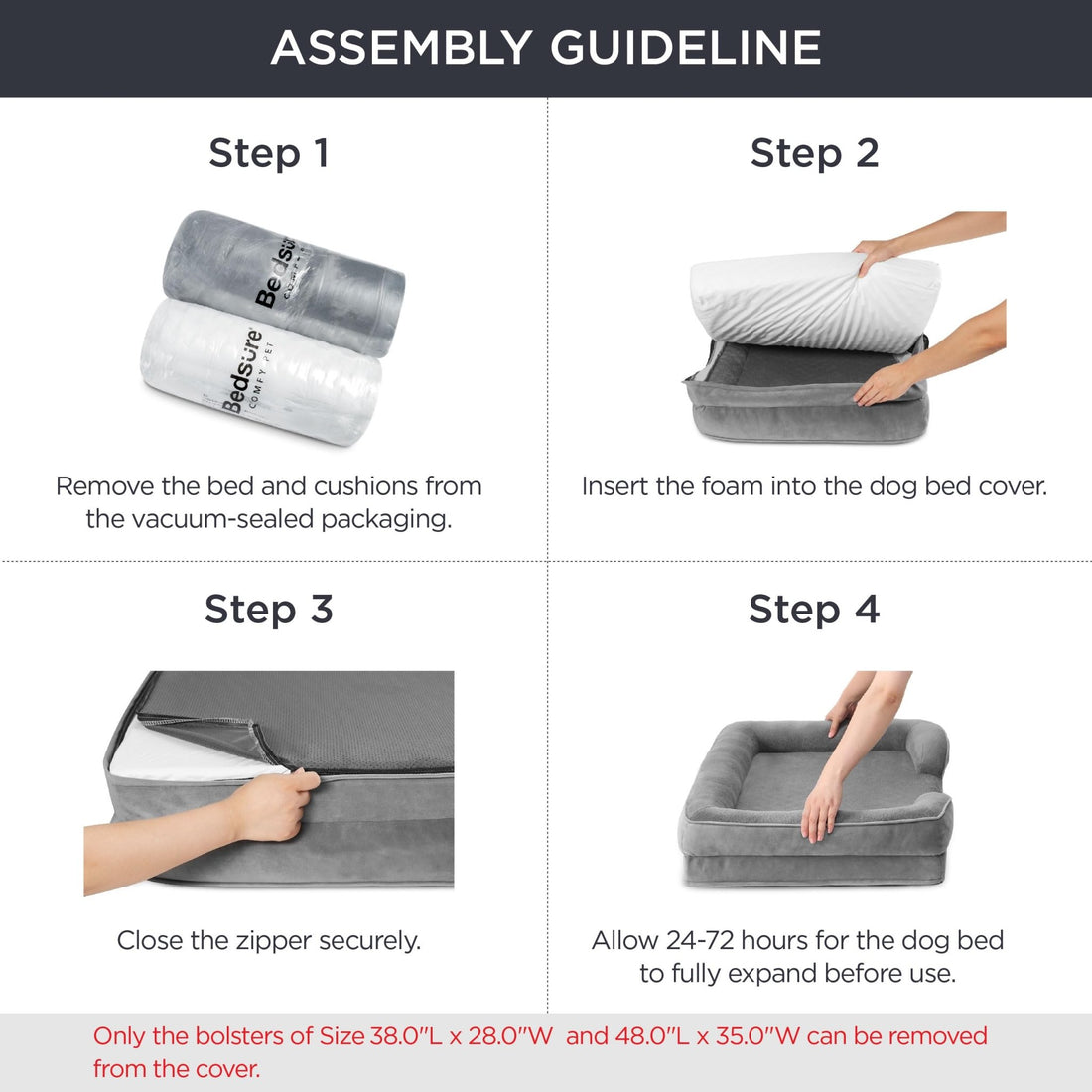 Bedsure Orthopedic Dog Bed – Medium, Waterproof, Washable, Non - Slip, Amber Noel - Red (28”) - Fenidog