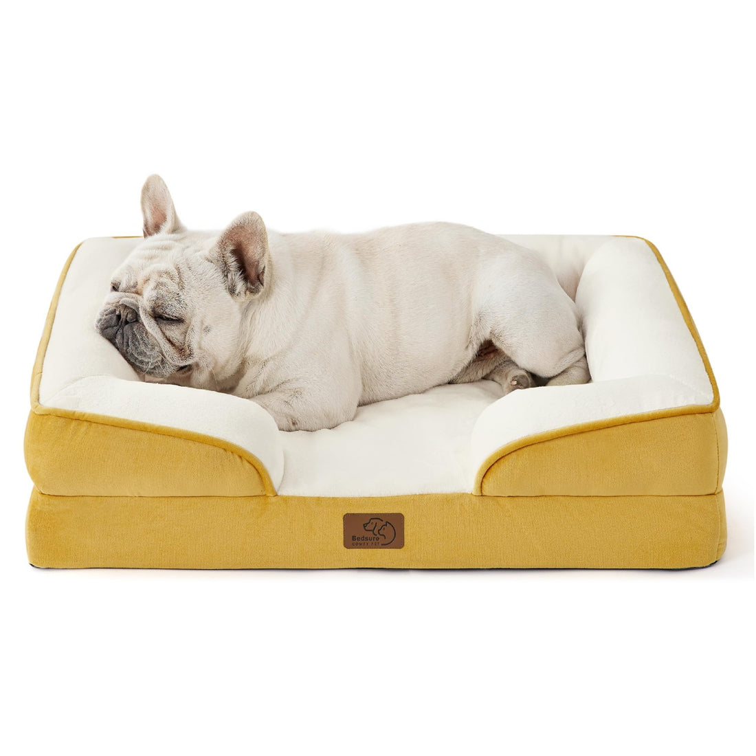 Bedsure Orthopedic Dog Bed – Medium, Waterproof, Washable, Non - Slip, Spicy Mustard (28”) - Fenidog