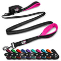 Black Rhino Heavy - Duty Dog Leash – 6ft Double Handle Lead with Padded Traffic Grip (Pink) - Fenidog