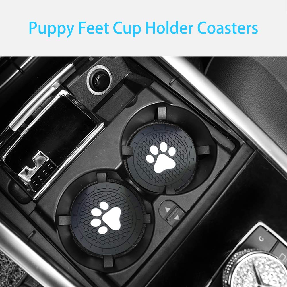 BukNikis Dog Paw Car Coasters – 2 - Pack Silicone Anti - Slip Cup Holder Inserts - Fenidog