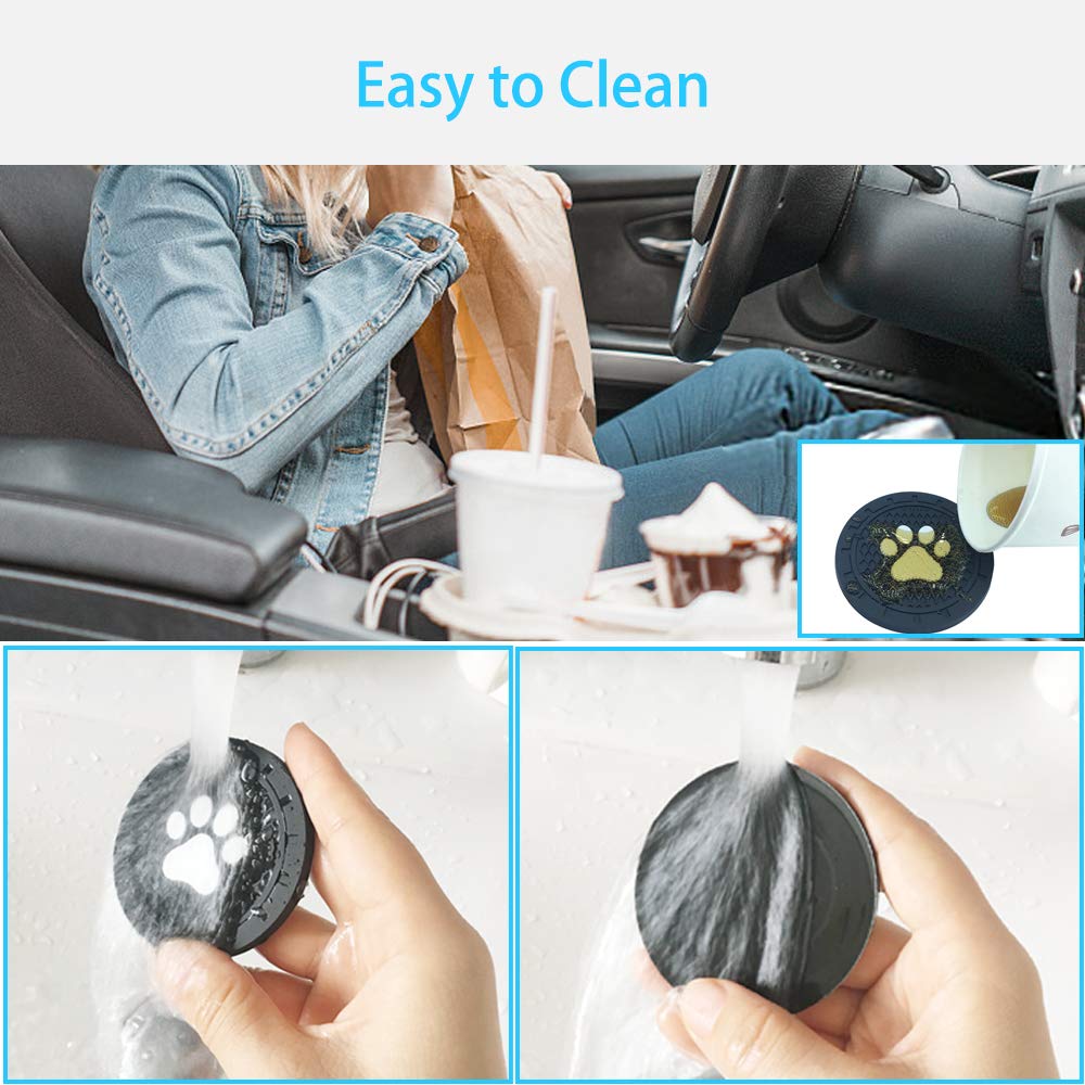 BukNikis Dog Paw Car Coasters – 2 - Pack Silicone Anti - Slip Cup Holder Inserts - Fenidog