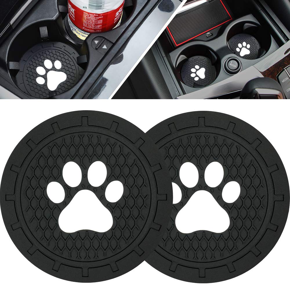 BukNikis Dog Paw Car Coasters – 2 - Pack Silicone Anti - Slip Cup Holder Inserts - Fenidog