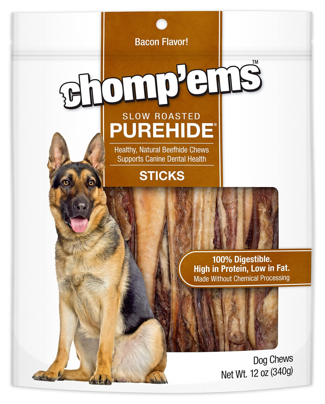 Chomp'ems Purehide Sticks Healthy Natural Rawhide Dog Chew, 12 oz - Fenidog