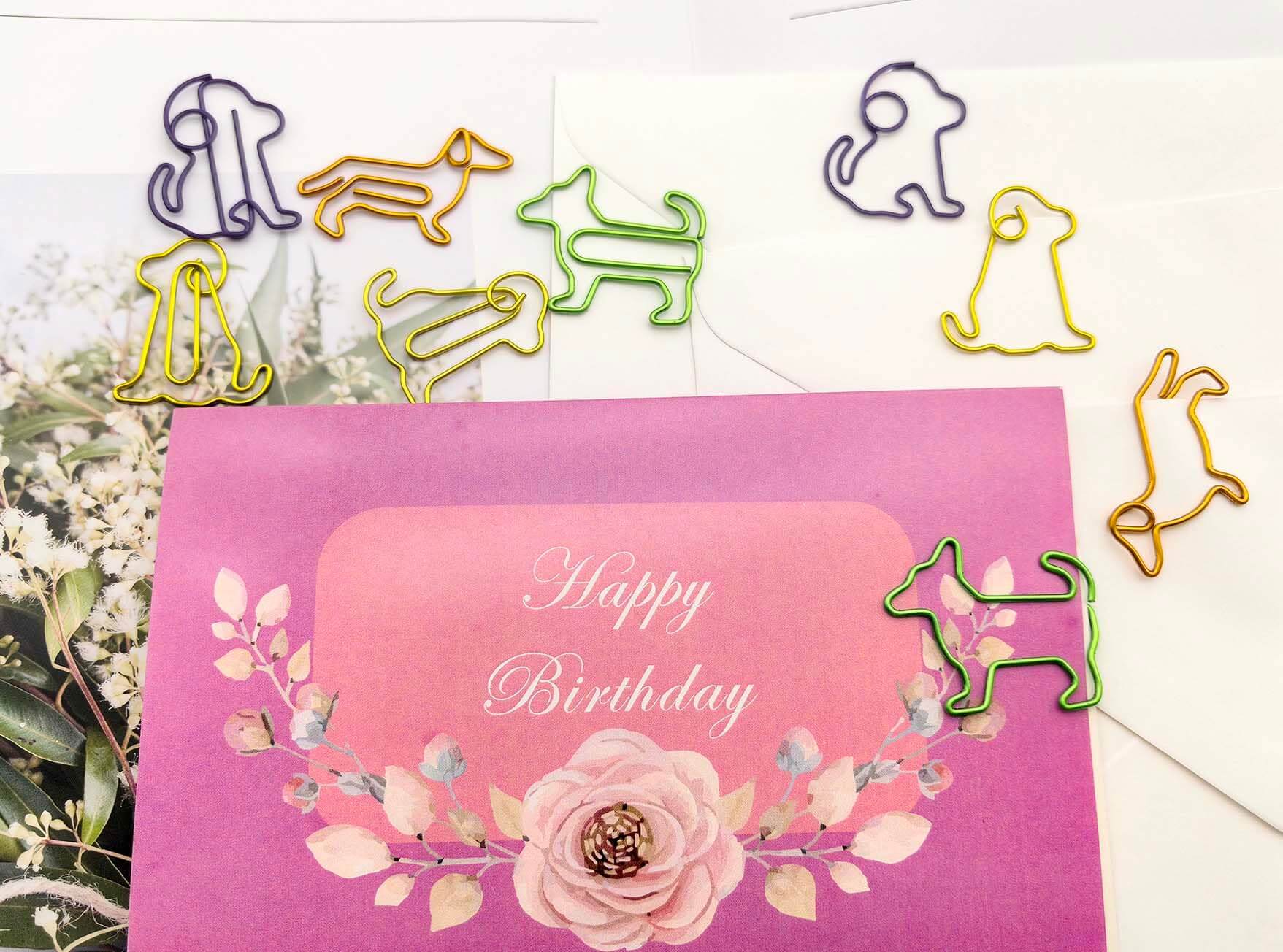 Dog - Shaped Paper Clips – 60 - Pack Decorative Bookmarks & Gifts for Dog Lovers - Fenidog