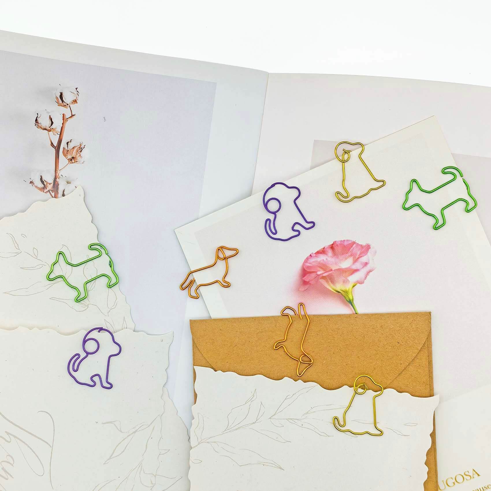 Dog - Shaped Paper Clips – 60 - Pack Decorative Bookmarks & Gifts for Dog Lovers - Fenidog