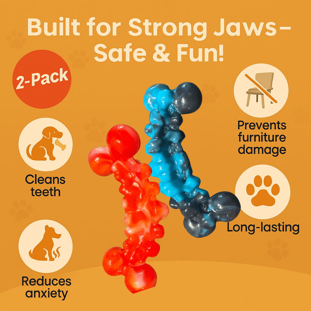 Durable Rubber Chew Toy, Teeth and Gum Cleaning Dog Toy. For small, medium and big dogs - Fenidog