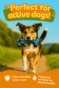 Durable Rubber Chew Toy, Teeth and Gum Cleaning Dog Toy. For small, medium and big dogs - Fenidog