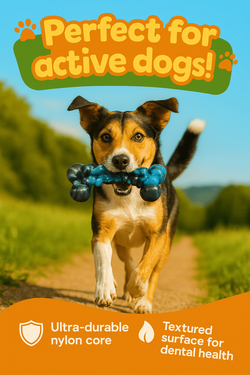Durable Rubber Chew Toy, Teeth and Gum Cleaning Dog Toy. For small, medium and big dogs - Fenidog