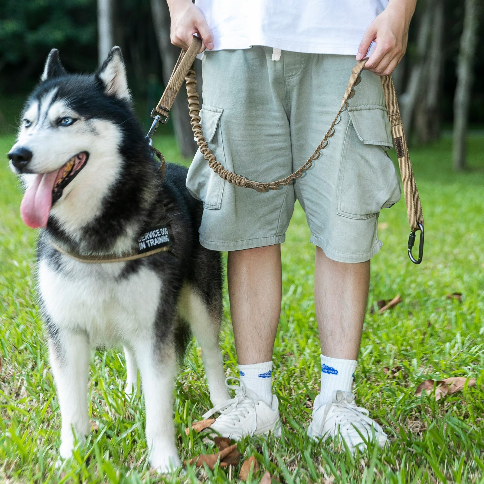 EXCELLENT ELITE SPANKER Tactical Dog Leash – Bungee Lead with Quick Release & Control Handles (Black) - Fenidog