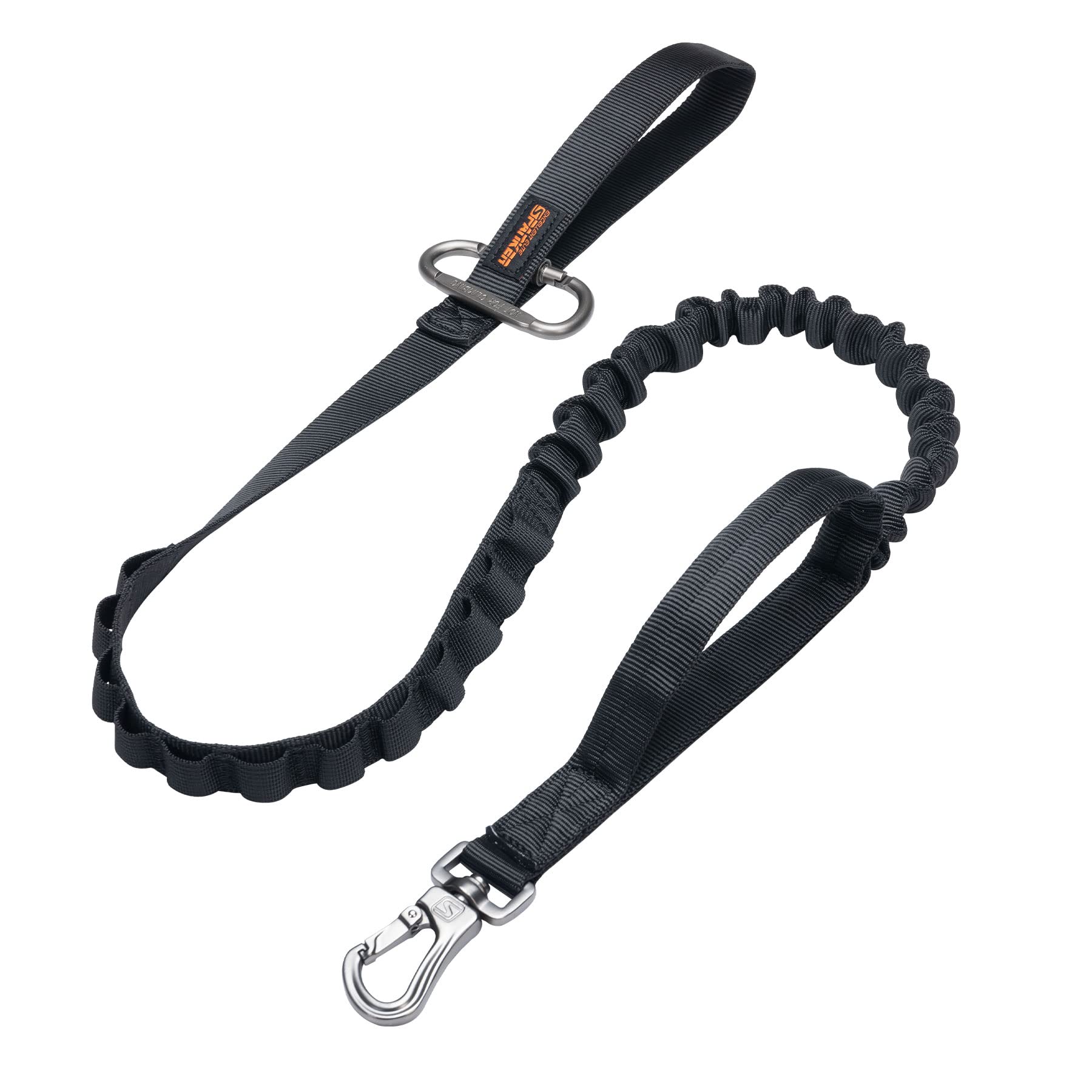EXCELLENT ELITE SPANKER Tactical Dog Leash – Bungee Lead with Quick Release & Control Handles (Black) - Fenidog