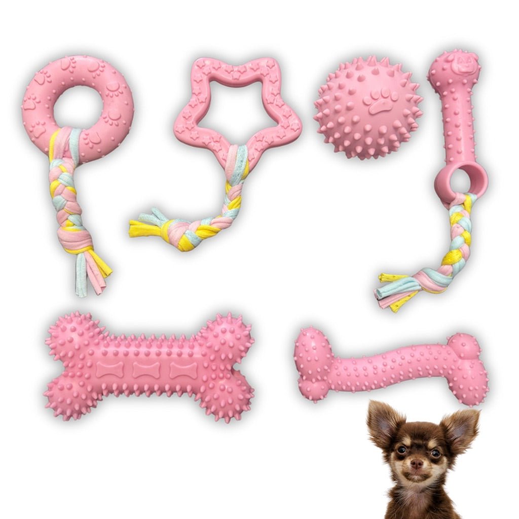 FENIDOG 6 - Pack Puppy Chew Toys – Pink | Interactive Teething Toys for Small Dogs - Fenidog