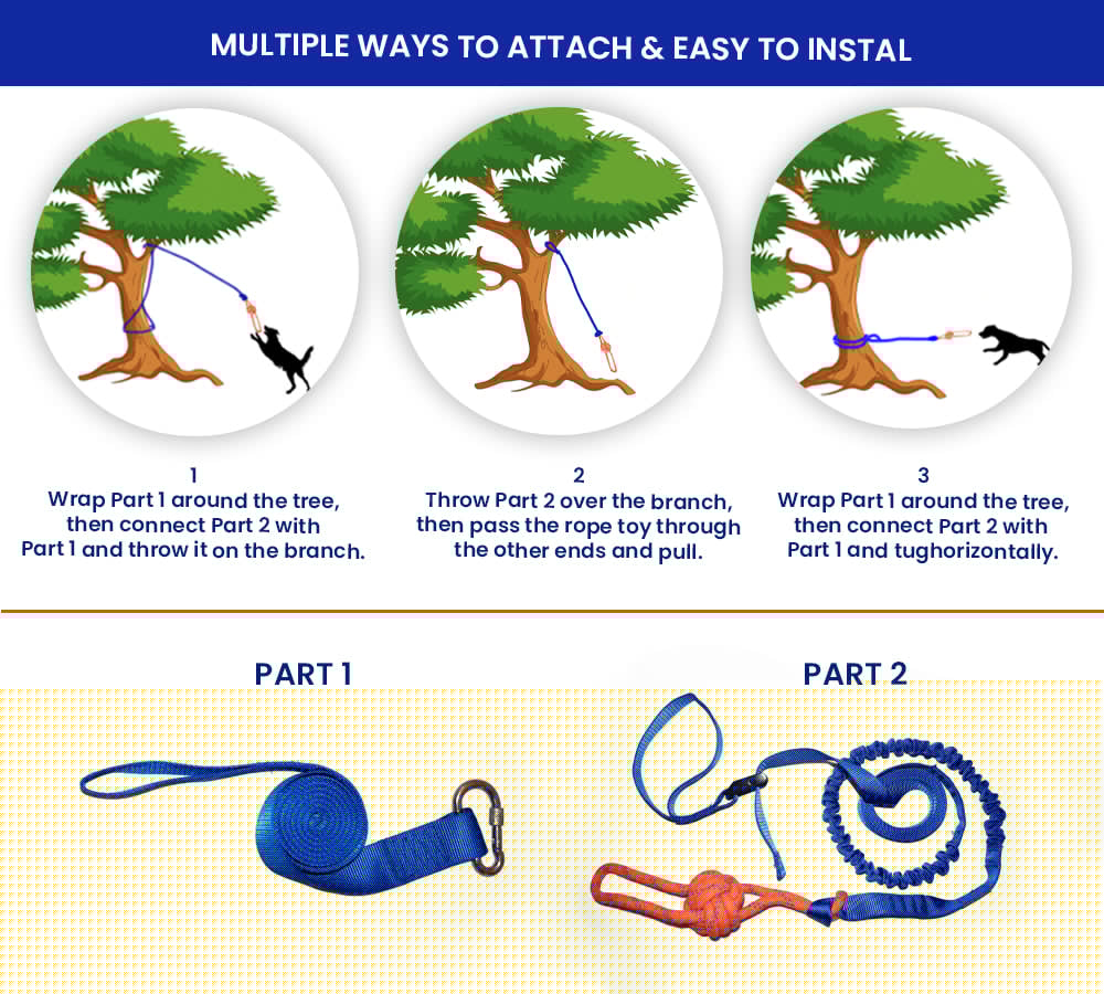 FENIDOG® Hanging Bungee Tug Toy for Dogs | Interactive Solo Play & Tug - of - War Exercise Toy - Fenidog