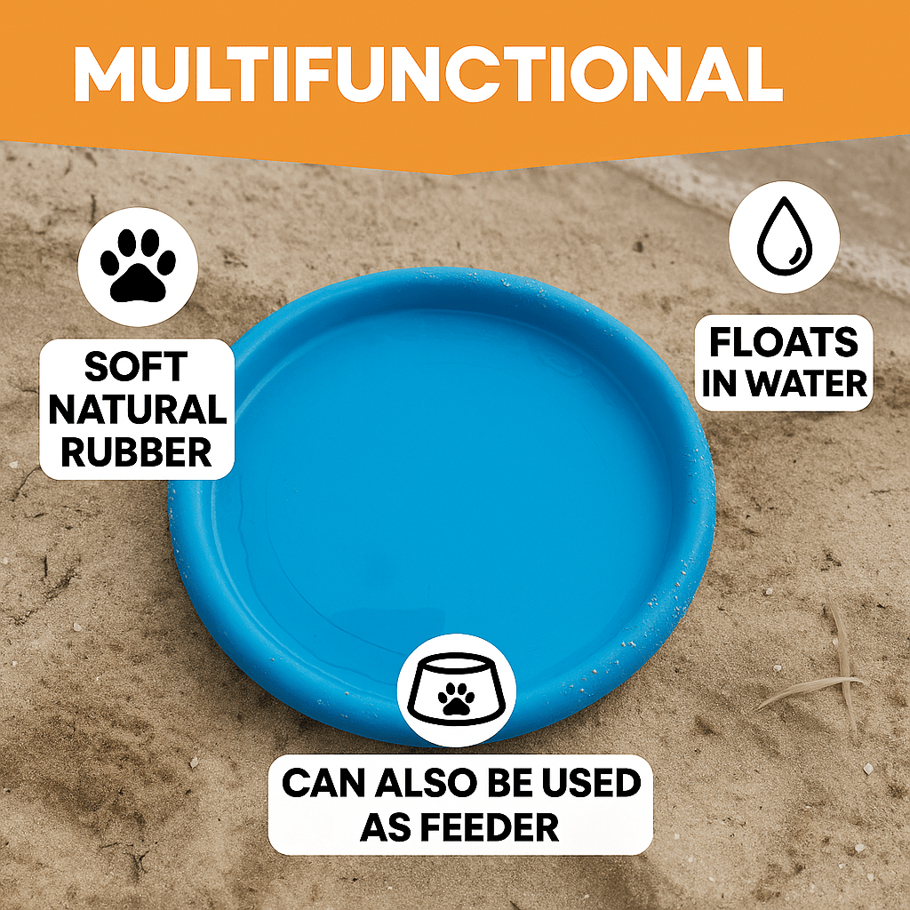 Fenidog Natural Rubber Dog Frisbee – Soft, Non - Toxic & Floats (Blue) - Fenidog