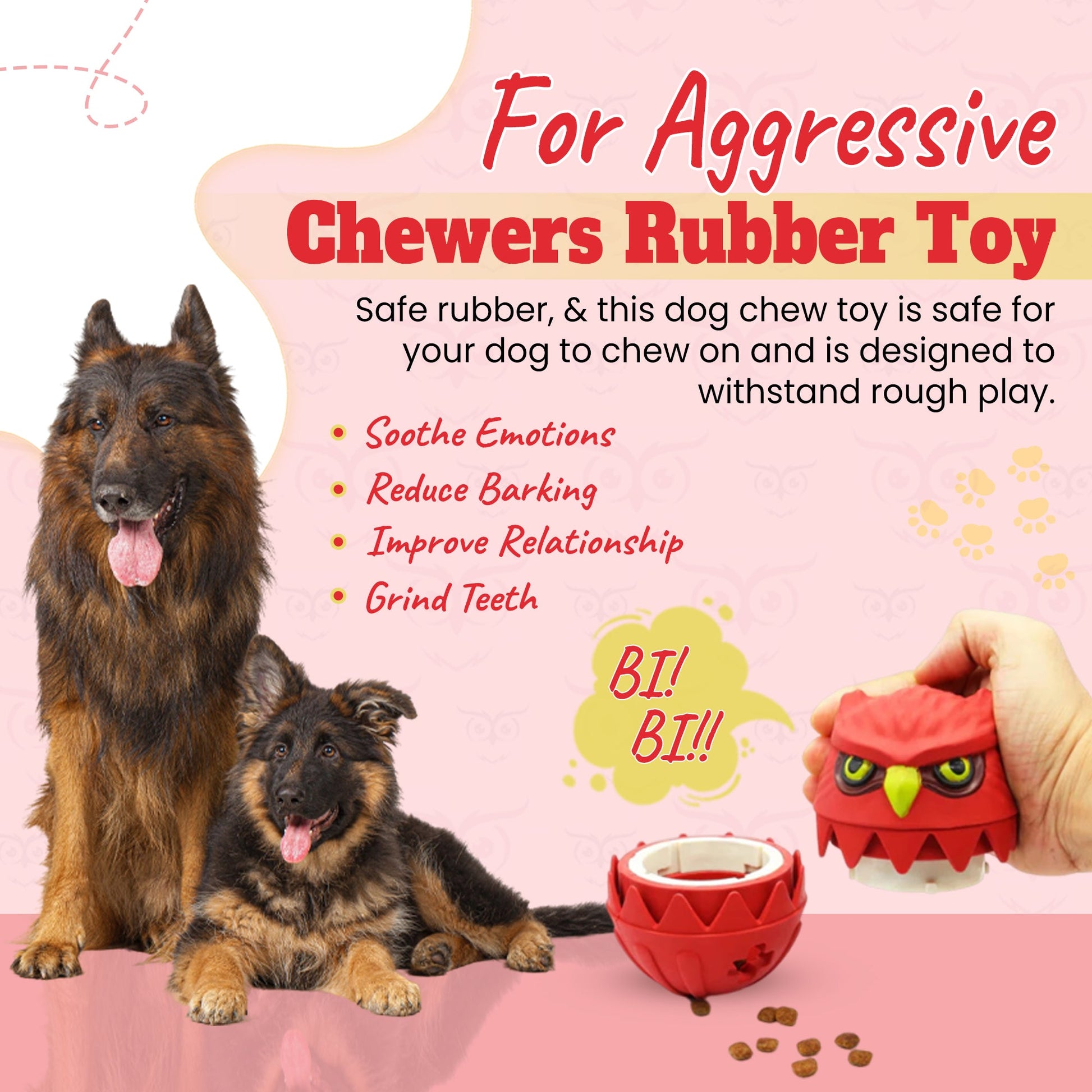 🦉 Fenidog Ollie the Owl™ – Eco - Friendly Rubber Treat Dispenser Toy - Fenidog