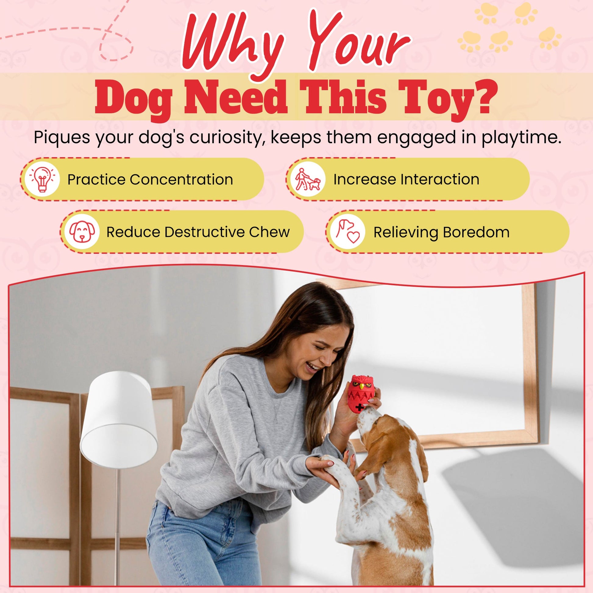 🦉 Fenidog Ollie the Owl™ – Eco - Friendly Rubber Treat Dispenser Toy - Fenidog
