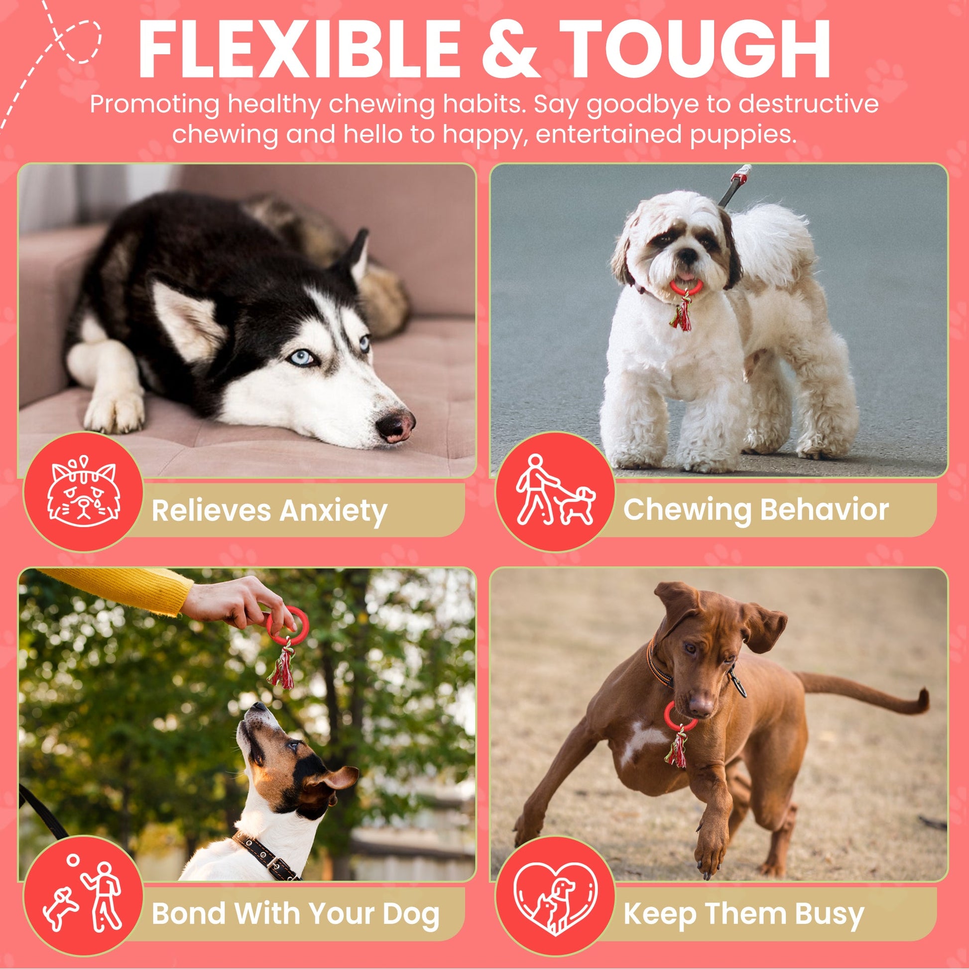 FENIDOG Puppy Chew Toy with Rope – Teething Relief, Natural Rubber & Fun Play - Fenidog