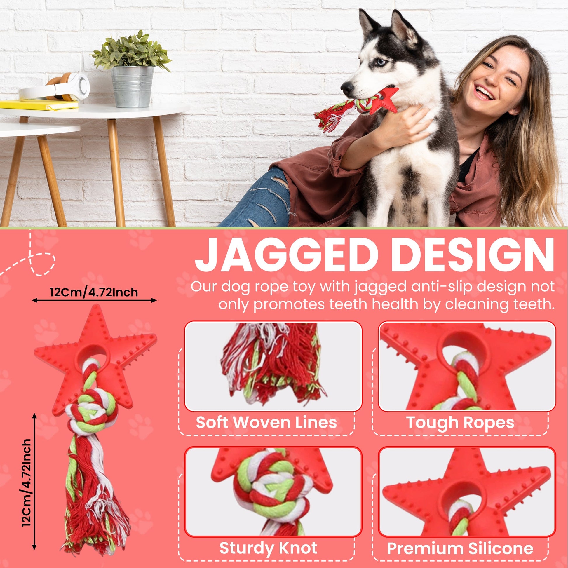 FENIDOG Puppy Chew Toy with Rope – Teething Relief, Natural Rubber & Fun Play - Fenidog