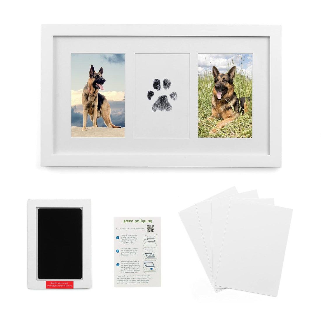 Green Pollywog Paw & Nose Print Kit – No - Mess Ink Pad Keepsake for Dogs & Cats - Fenidog